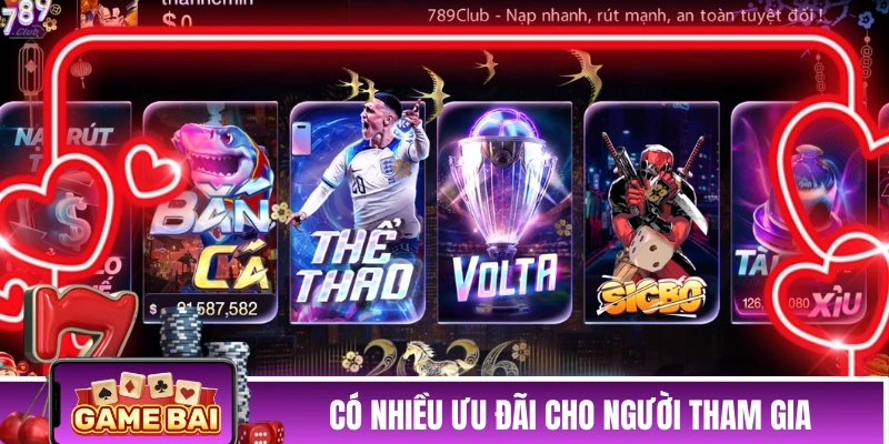 Cổng game có nhiều ưu đãi cho người tham gia