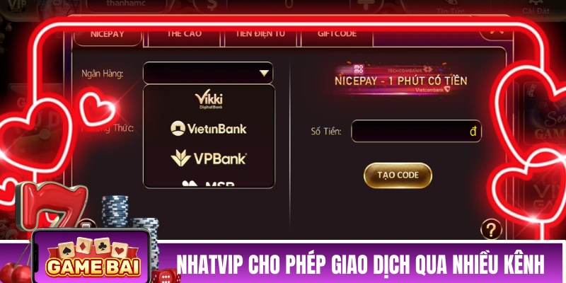 NHATVIP -Nhà Cái Cá Cược Casino Xanh Chín Hàng Đầu VN NHATVIP cho phép giao dịch qua nhiều kênh