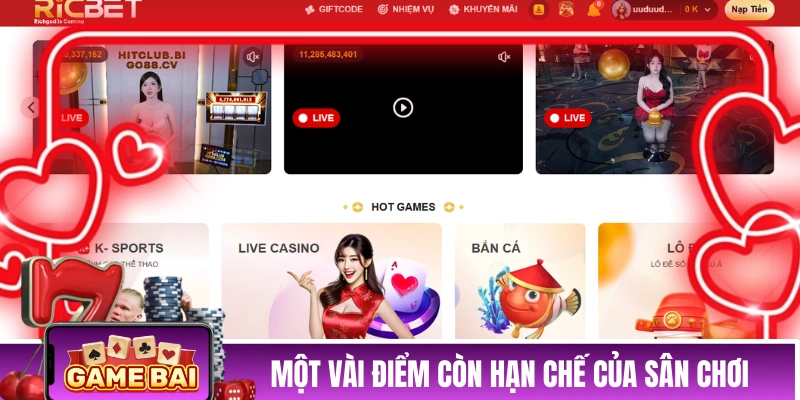 RICBET - Nhà Cái Uy Tín Hàng Đầu Tại Việt Nam Ưu Đãi Hấp Dẫn Một vài điểm còn hạn chế của sân chơi